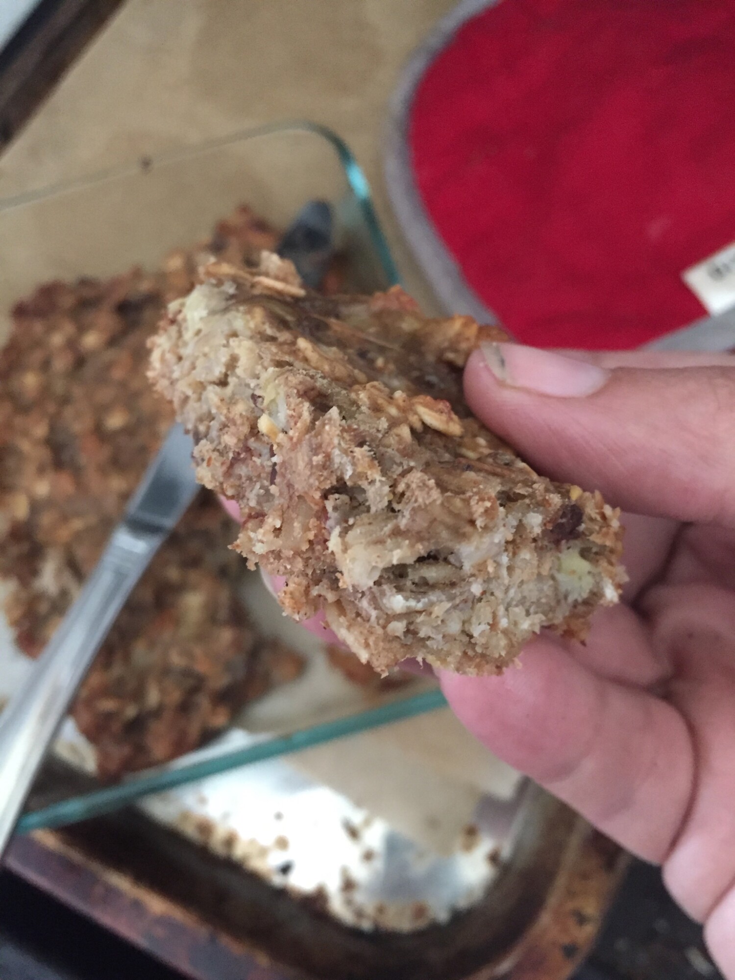 Banana oat bars are gluten-free, egg-free, low sugar and nutrient dense, plus tasty! We use these as an alternative to breakfast bars or granola. 