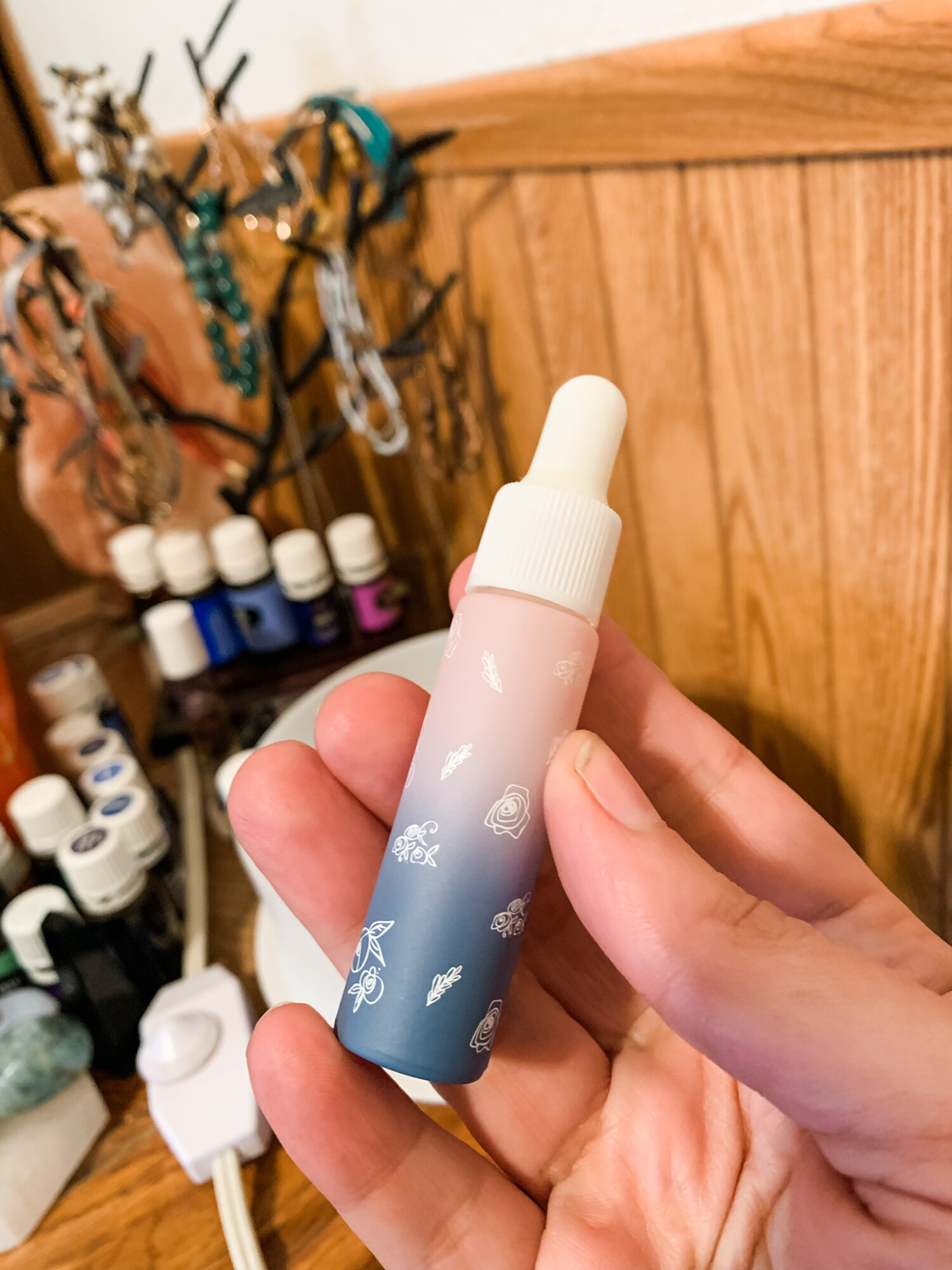 This dropper bottle is pretty & fun! You can find the whole set of matching bottles at Whimsy + Wellness!