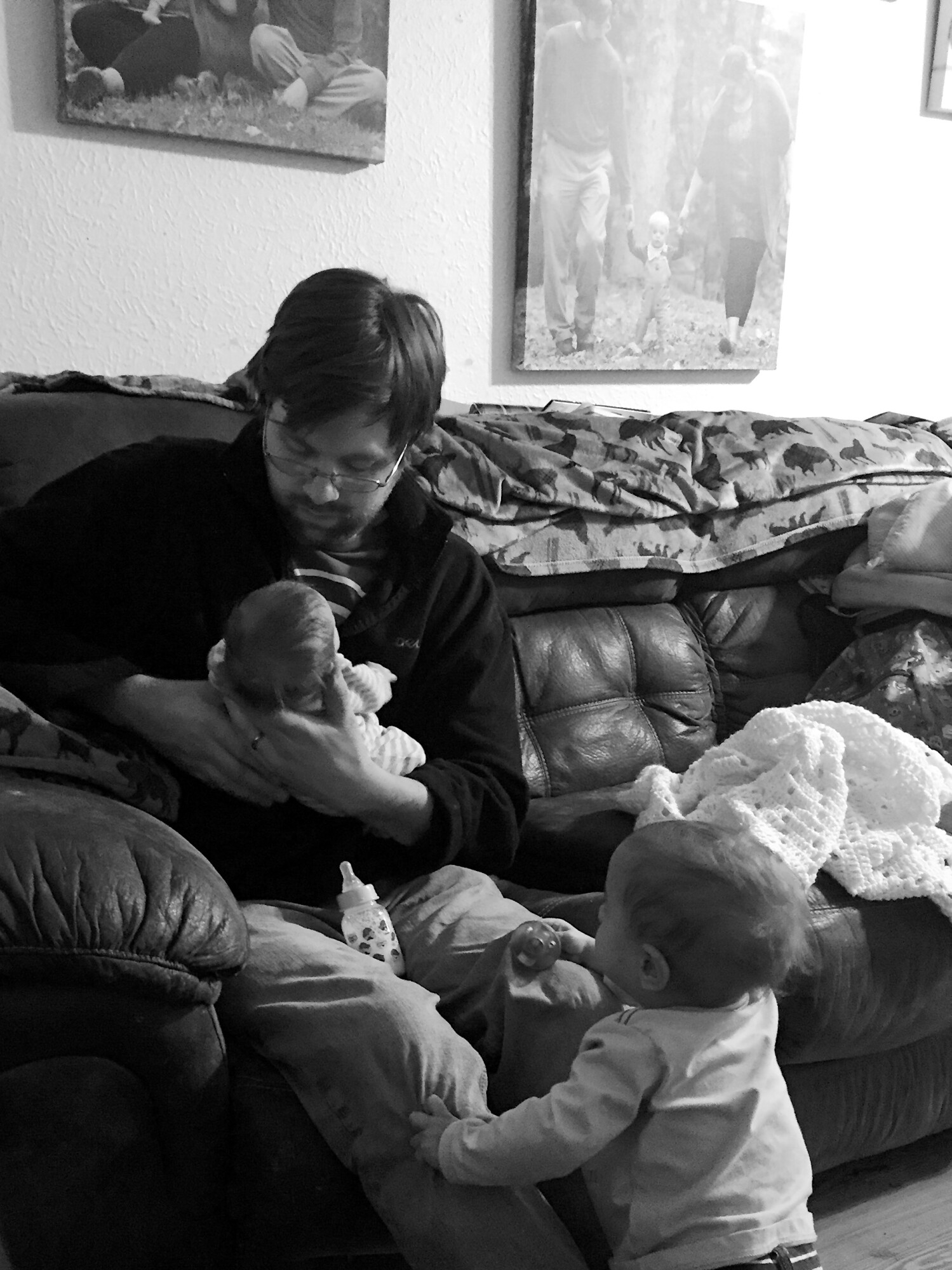 My husband with Miss M the night she came home to stay with us. We knew each moment could prove to be the last she stayed here, so we treasured them.