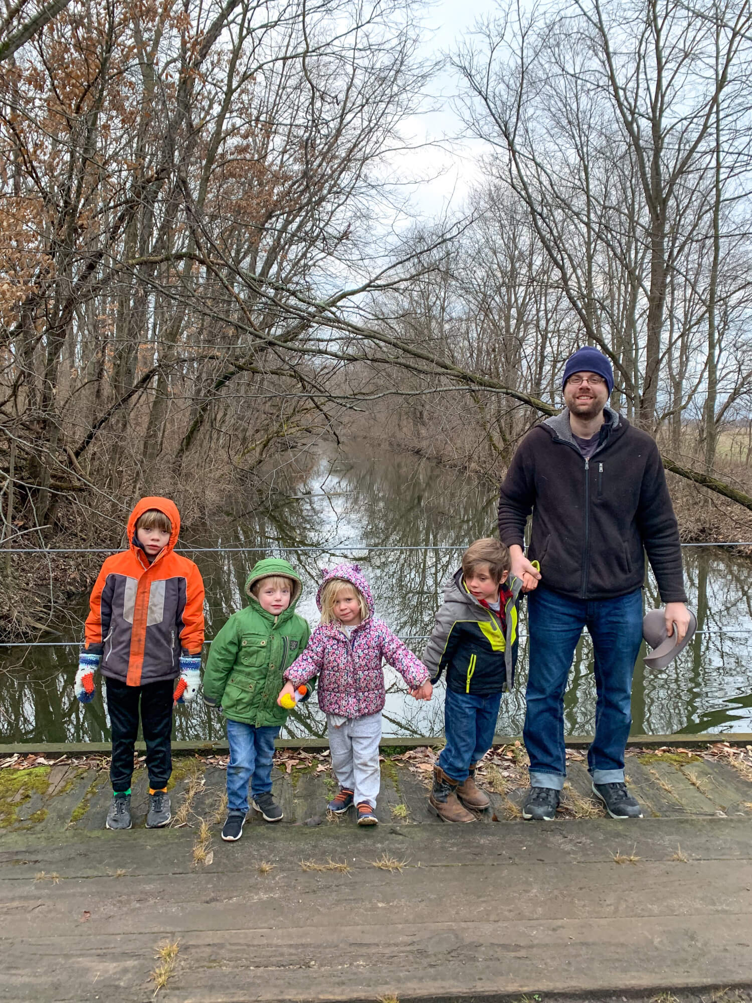 Our First Hike at Benton Spillway, where you’ll note only Sam seems especially delighted to be outdoors so far!