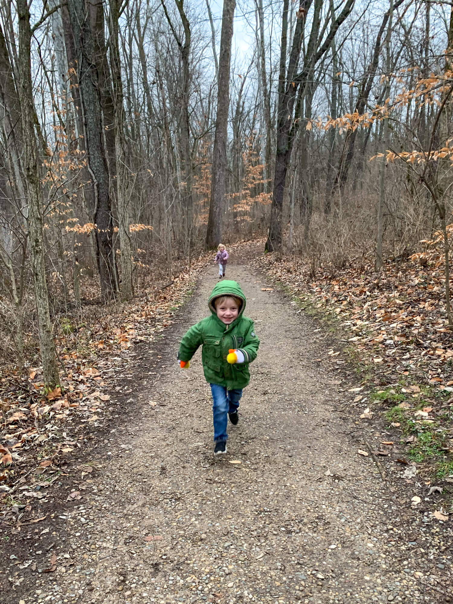 One of my favorite tips for hiking with little kids is to encourage them to run ahead to a certain point, then race back! Not only is it a fun game, but it really helps get the wiggles out!