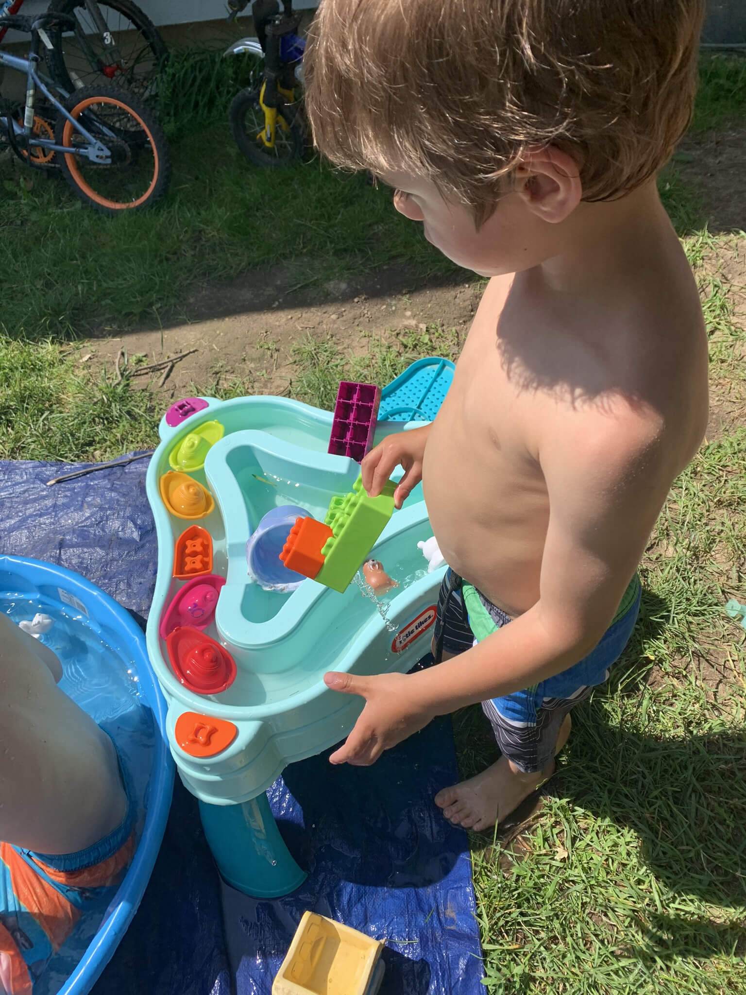 This water table that has blocks to funnel water has been a big hit with all my kids this summer!