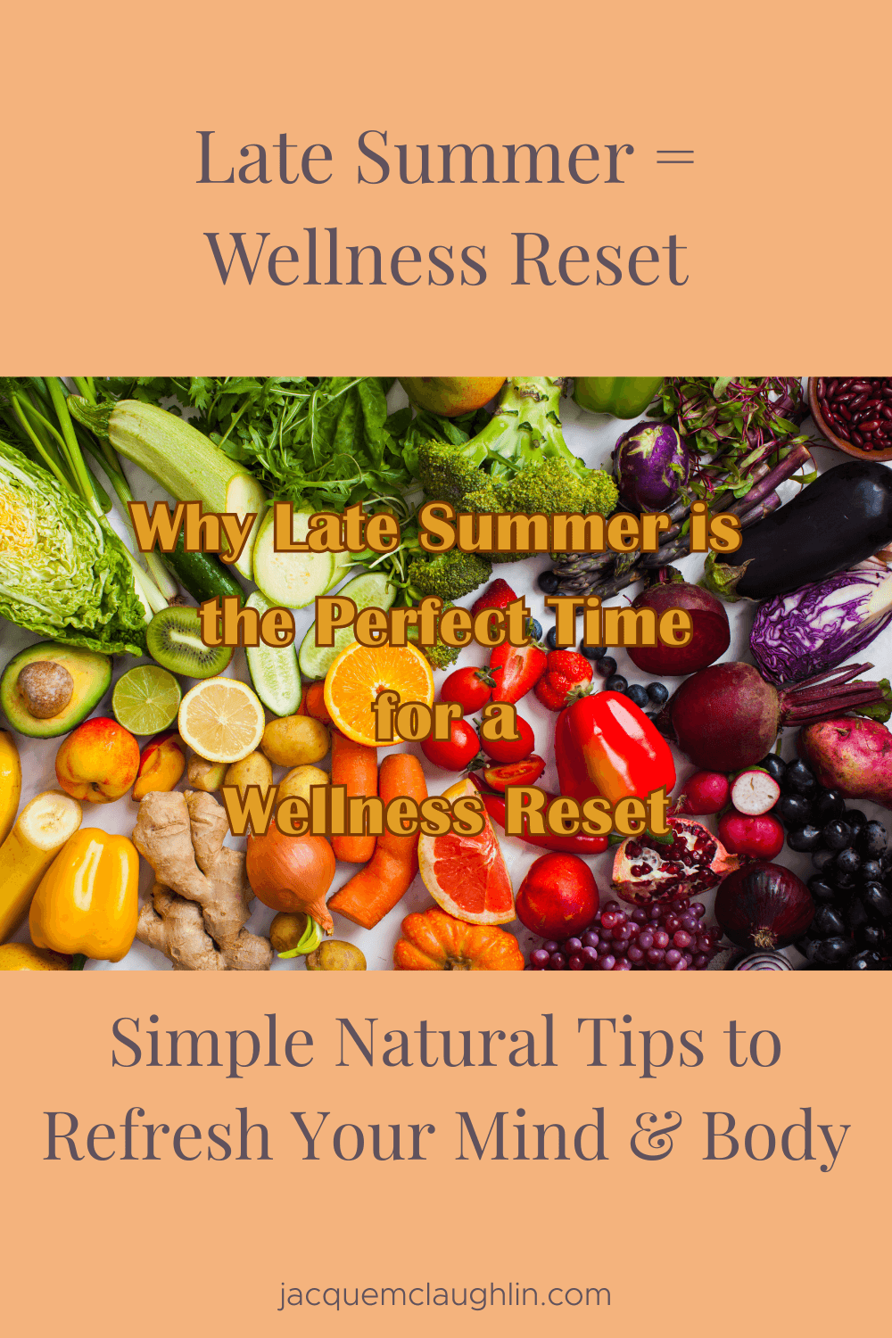 Fresh seasonal produce at a late summer farmers’ market, symbolizing abundance and natural wellness reset