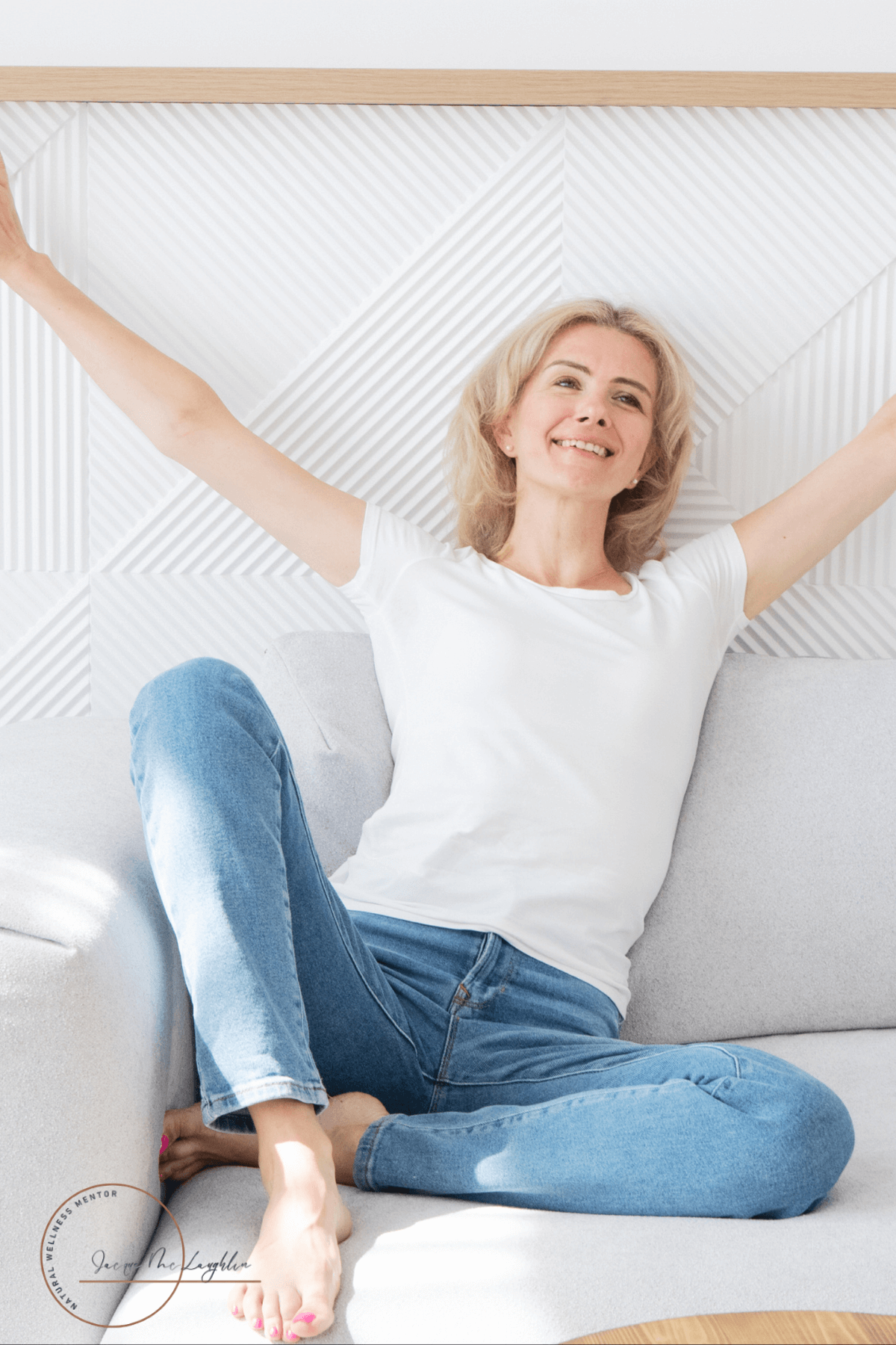  Woman looking happy and relaxed showing her relief that she can do something to improve brain fog, stress and stubborn metabolism
