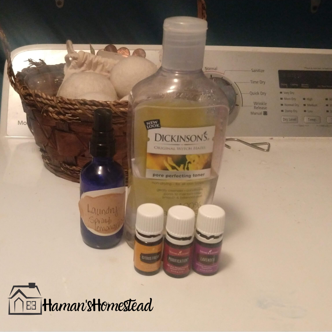 Witch Hazel, Essential Oils, and Spray Bottle