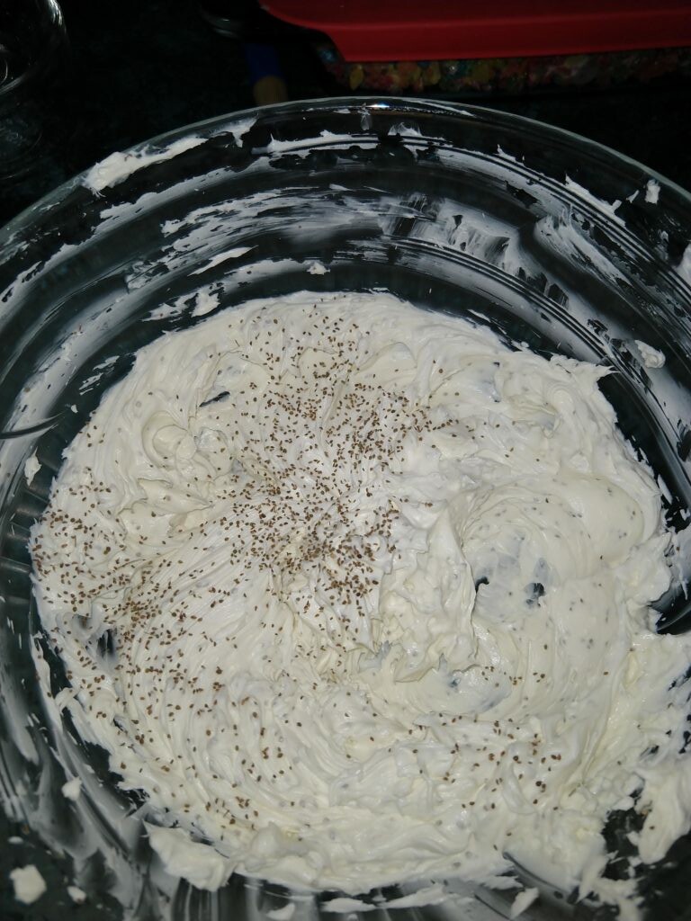 blended cream cheese with celery seed