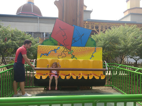 The frog jumping ride inside Plant Snoopy