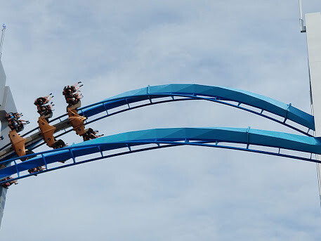 Roller Coaster when it is upside down. 