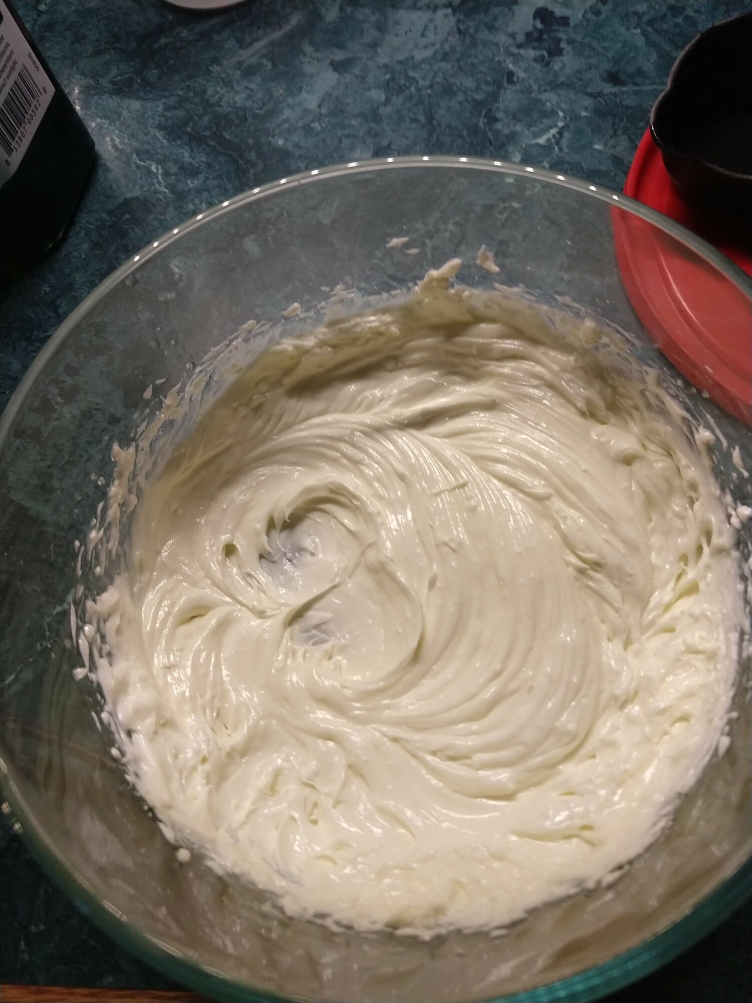 Cream Cheese blened together with all the other ingredients