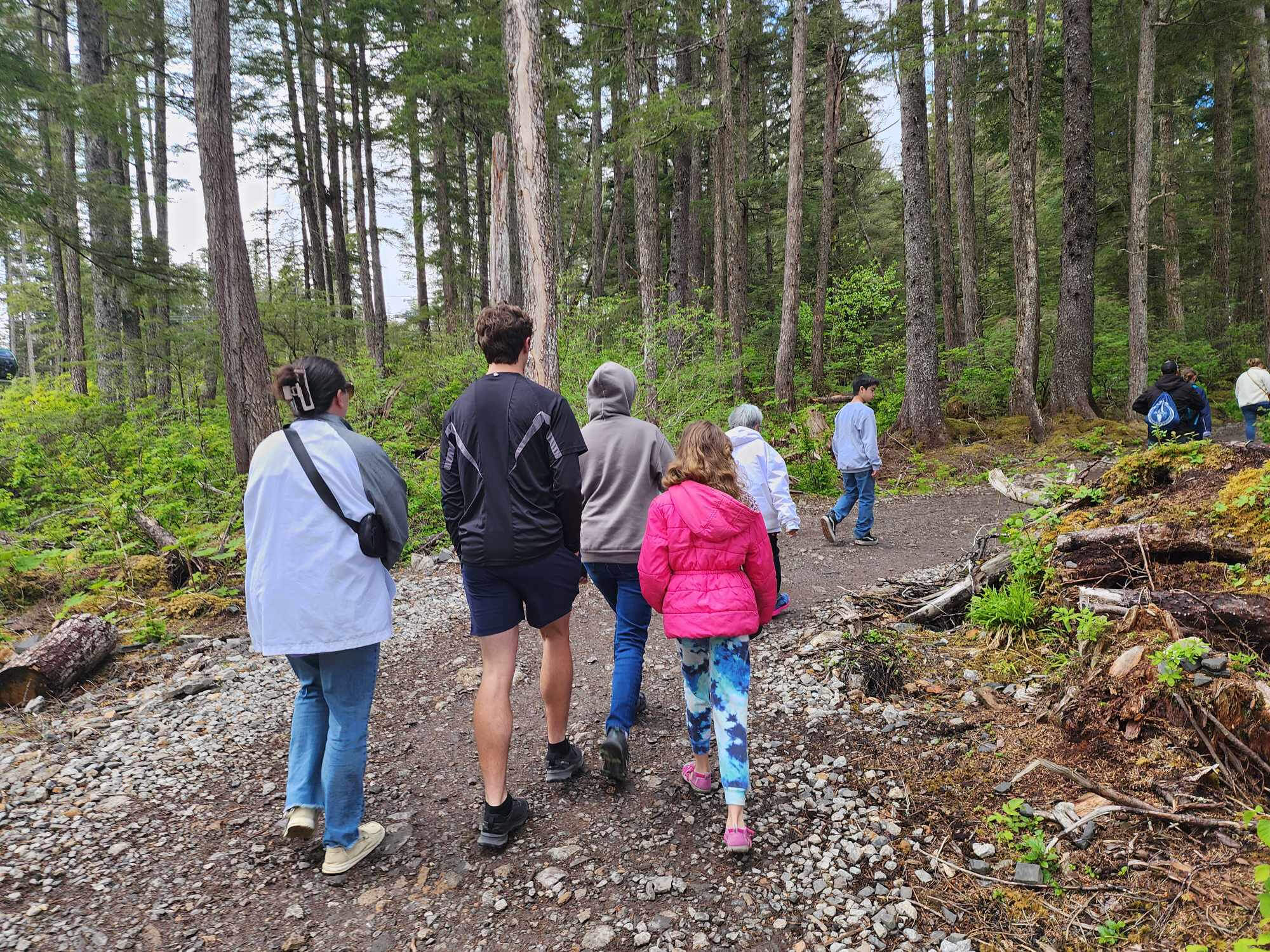 My family hinking up the trail