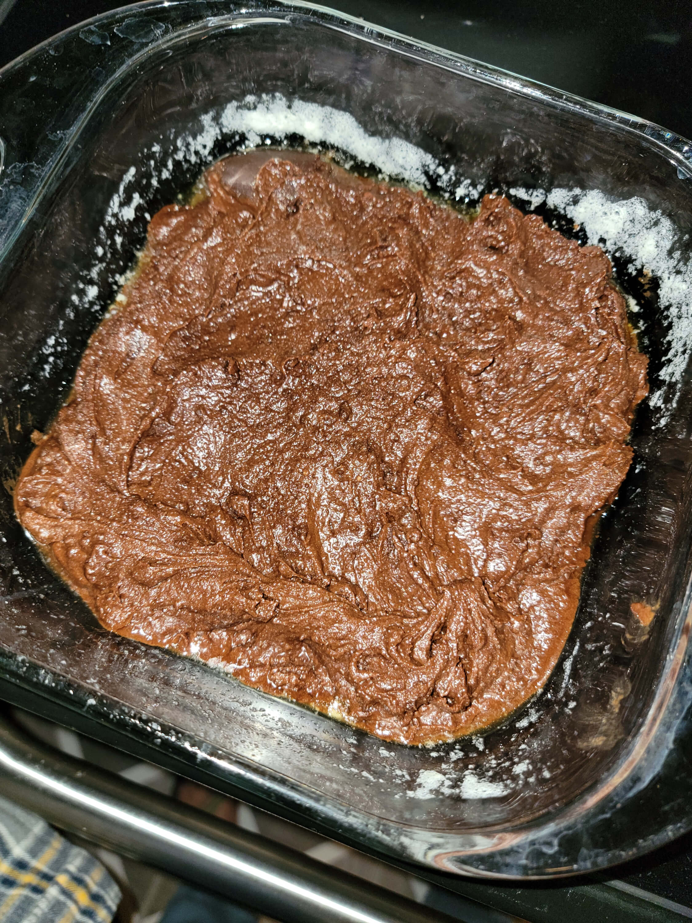  baked brownies fresh out of the oven