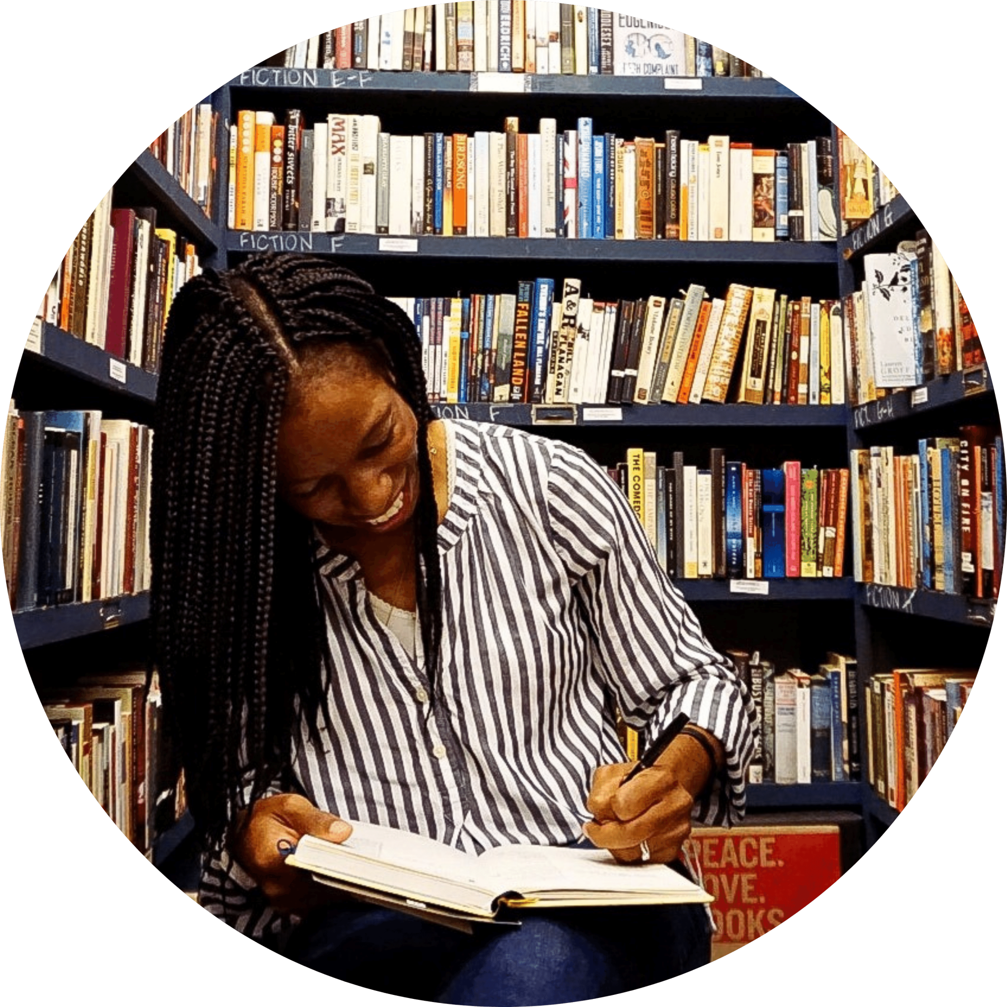 Lydia Eppic in Bookstore. Photo credit: Iyah Aku - zaireandmommy.com ZaireMommy
