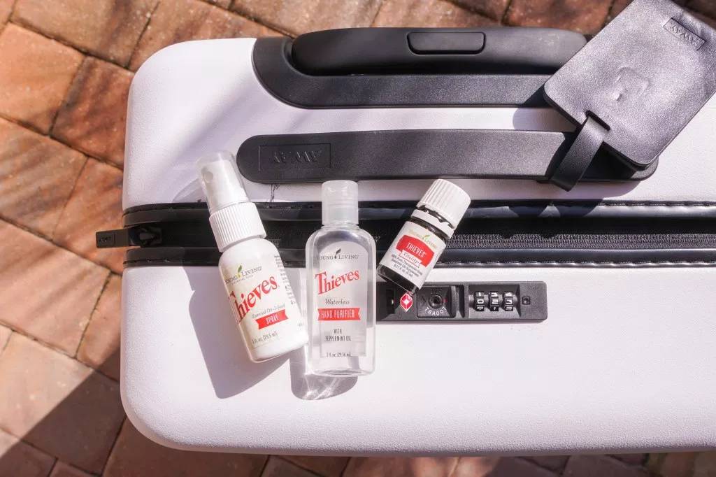 Essential oils for travel - Thieves Vitality, Thieves waterless purifier, Thieves spray, Young Living