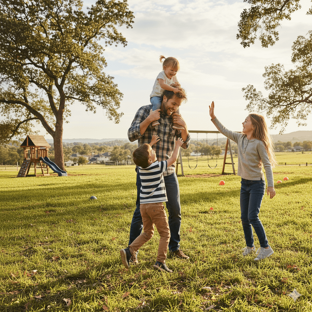 Father and child playing