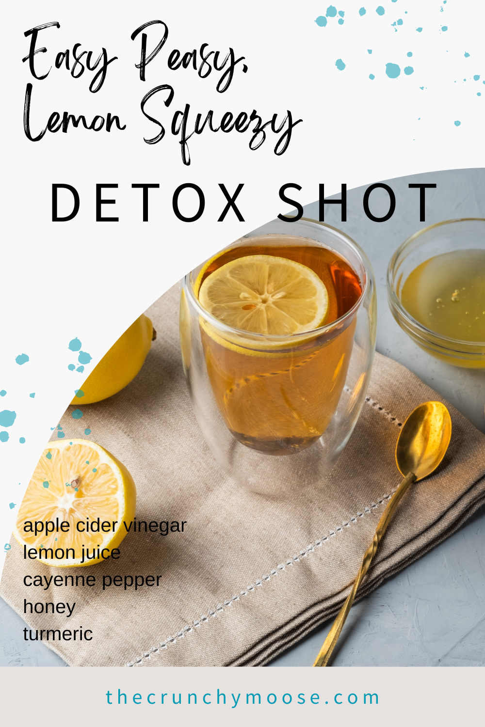 master cleanse shot with apple cider vinegar, lemon juice, cayenne pepper, honey