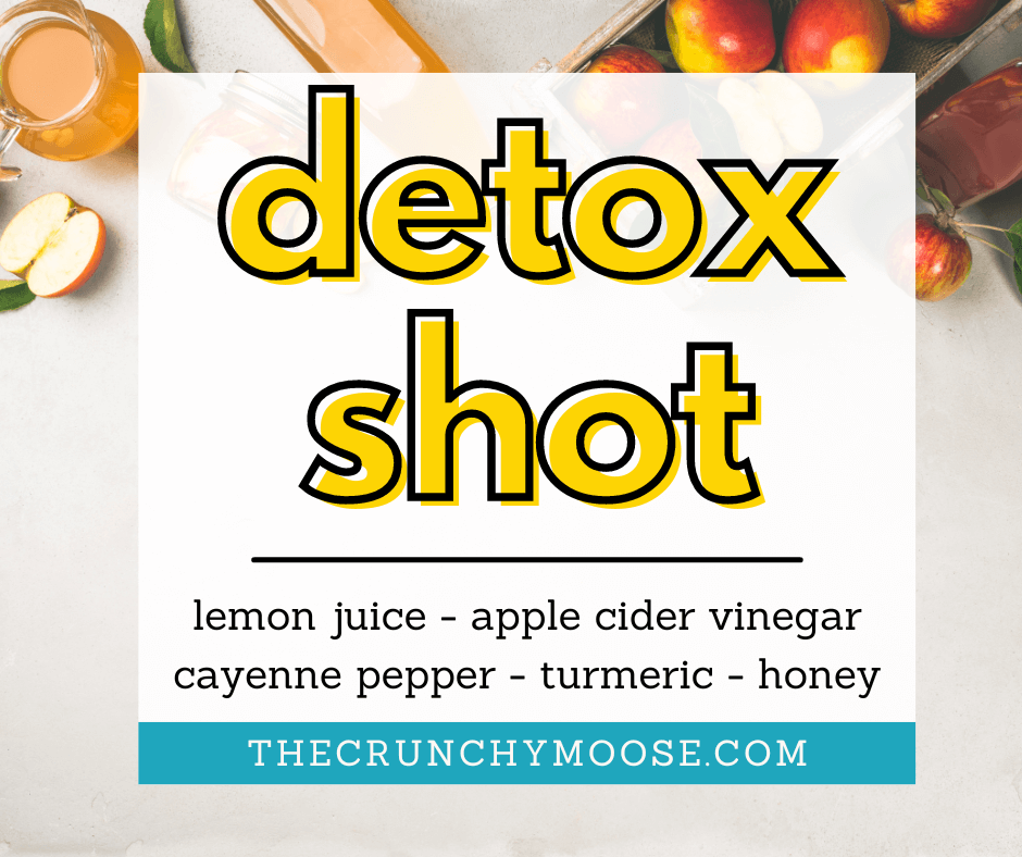 detox shot with lemon juice, apple cider vinegar, cayenne pepper, turmeric, and honey