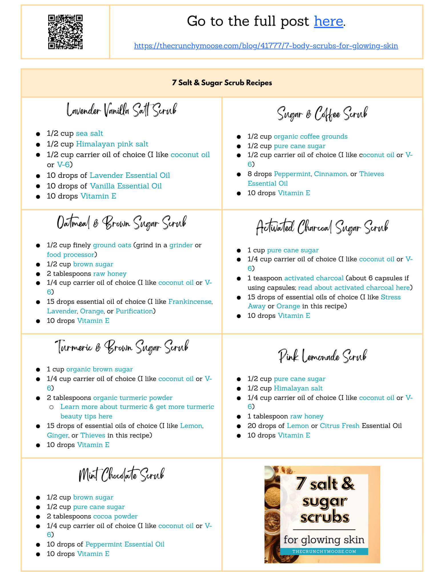 printable recipe cards for salt and sugar scrubs