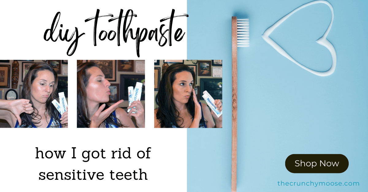 homemade toothpaste recipe with baking soda, coconut oil, essential oils for sensitive teeth