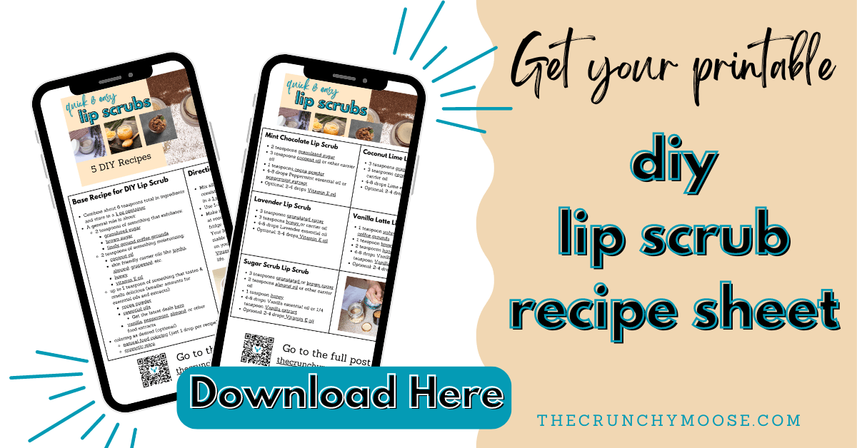 diy lip scrub recipe sheet