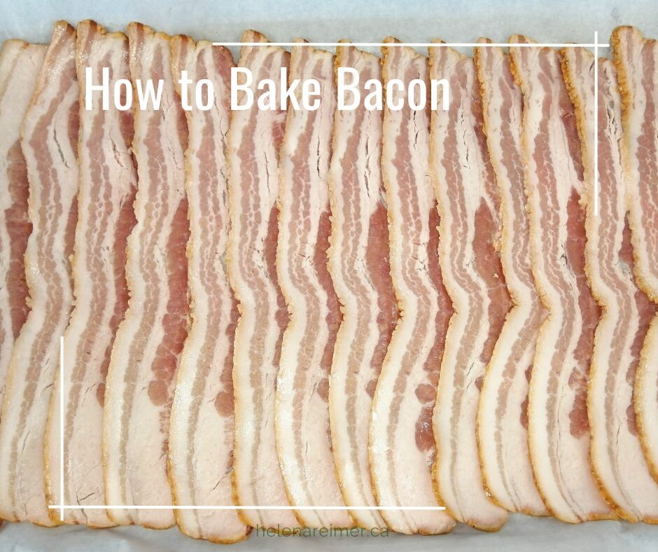 Bacon arranged on baking sheet