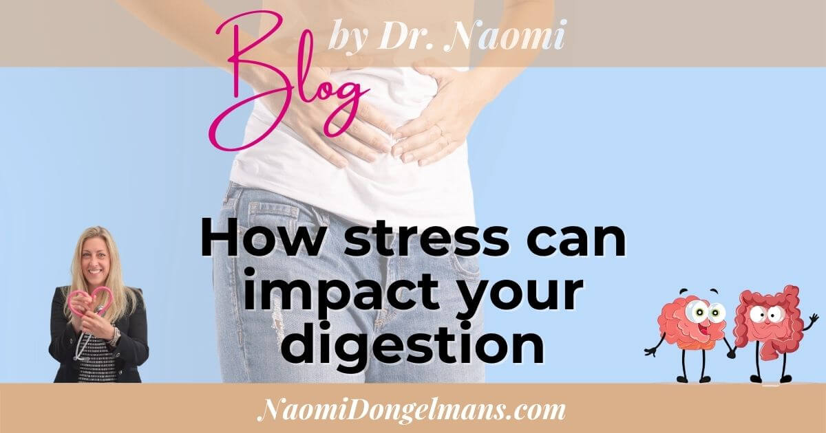  Person experiencing stomach discomfort due to stress-related digestive issues.