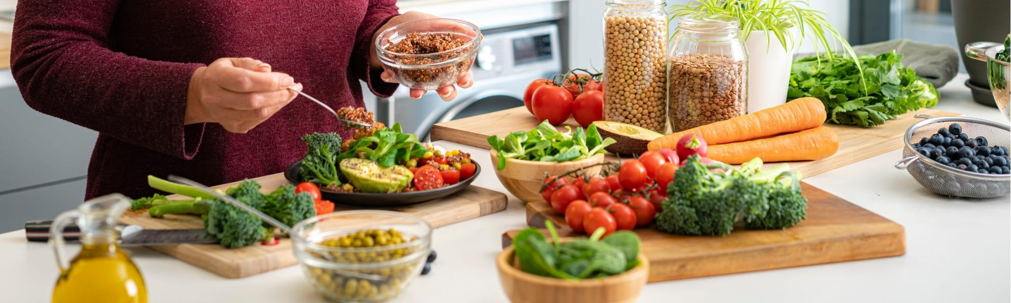  Home-cooked colorful plant-based meal