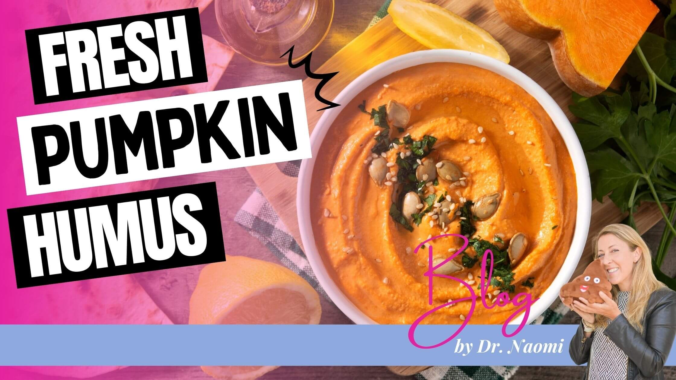 Bowl of spicy pumpkin hummus with fresh vegetables
