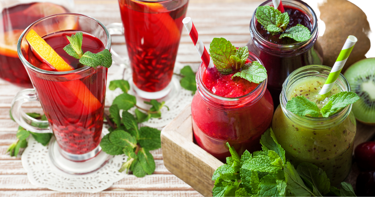 a variety of beverages using peppermint