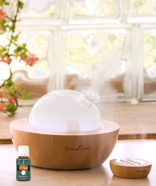 Young Living Aria diffuser with peppermint essential oil