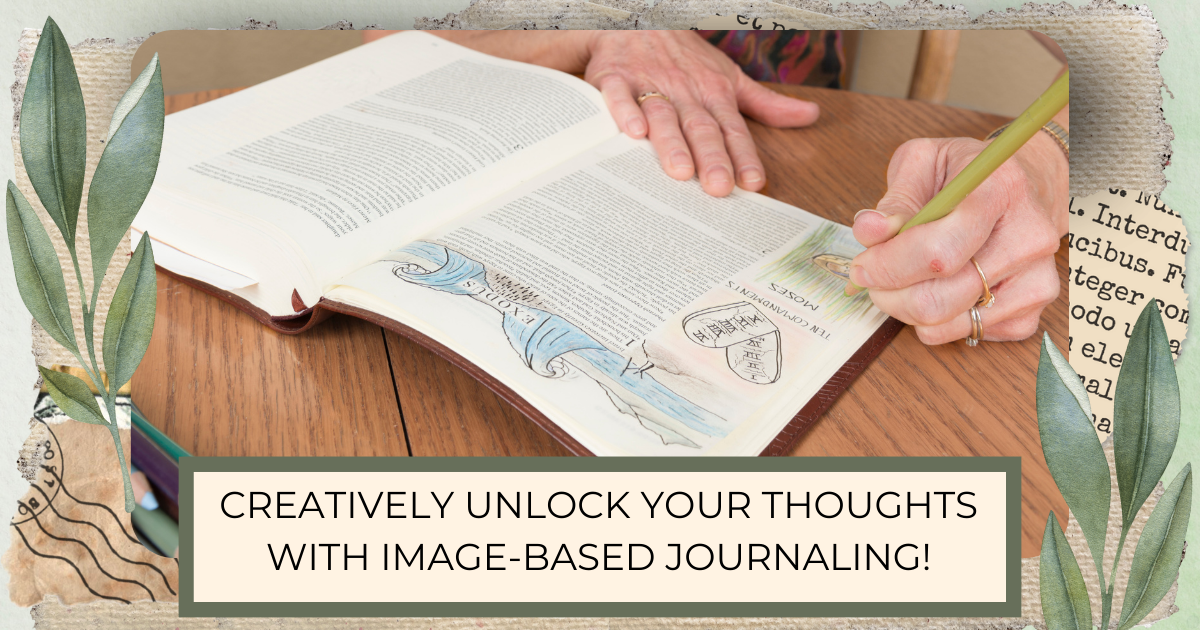 Person drawing in journal for post titled Creatively Unlock Your Thoughts with  Image-Based Journaling!