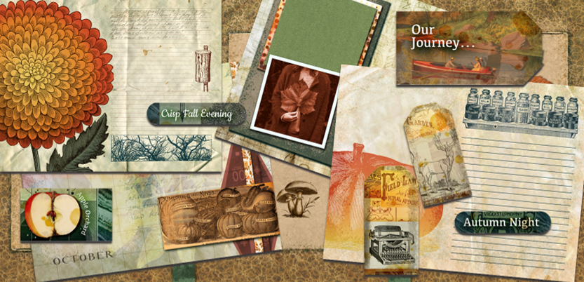 Collage of fall harvest journal printed pages for post Top 2 Ways to Celebrate Fall: Adventure and Reflection