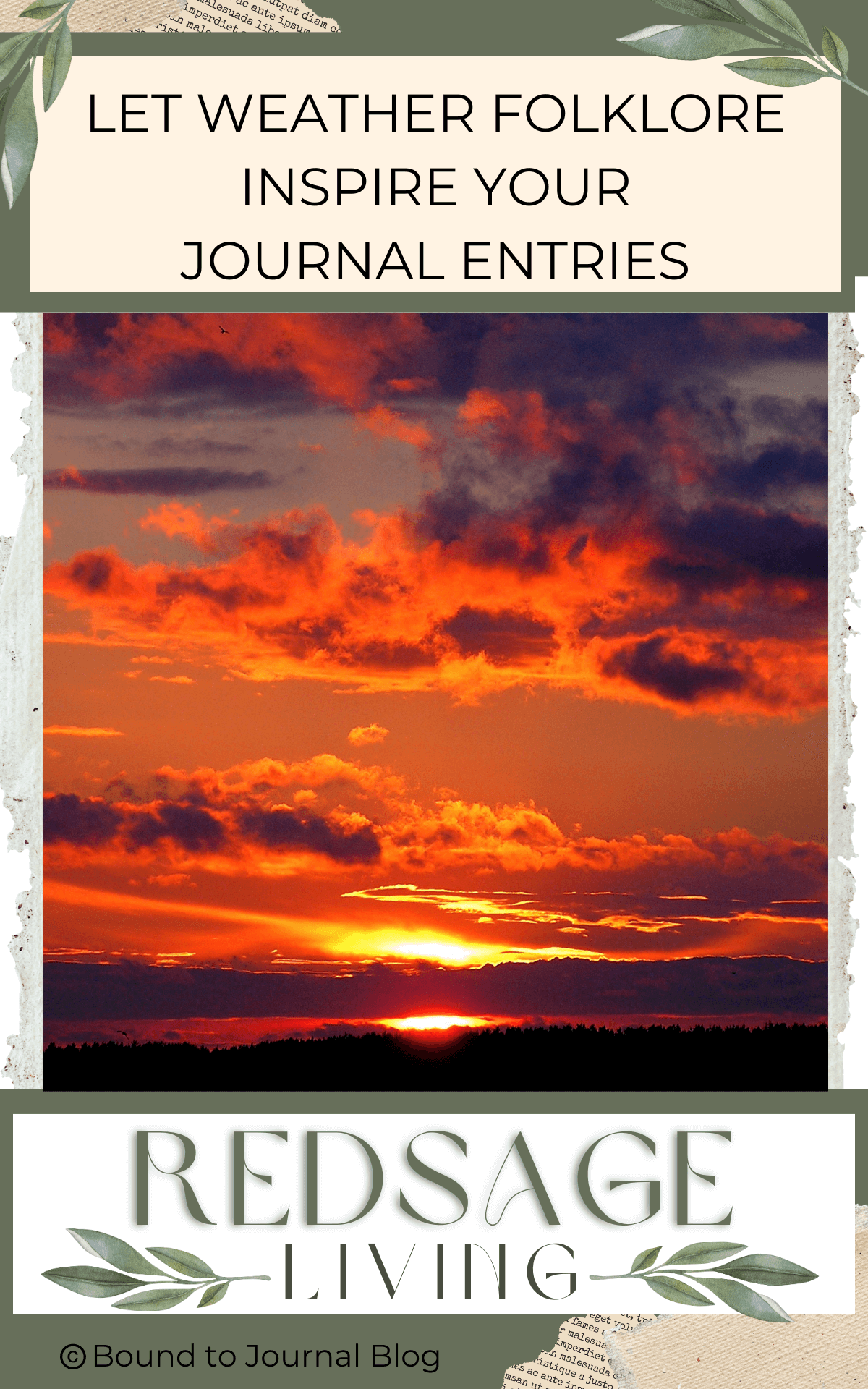 Red sunset for post titled Let Weather Folklore Inspire Your Journal Entries