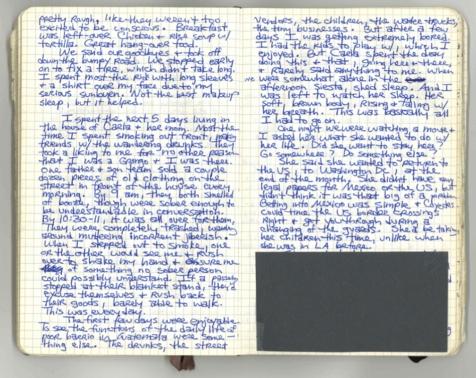   An actual page from Jordan Hofers travel journal is the text for most of the new Bound to Journal blog post  Journaling Series titled Never There Long - A Journal Series: The Red Pickup Truck, Part  2