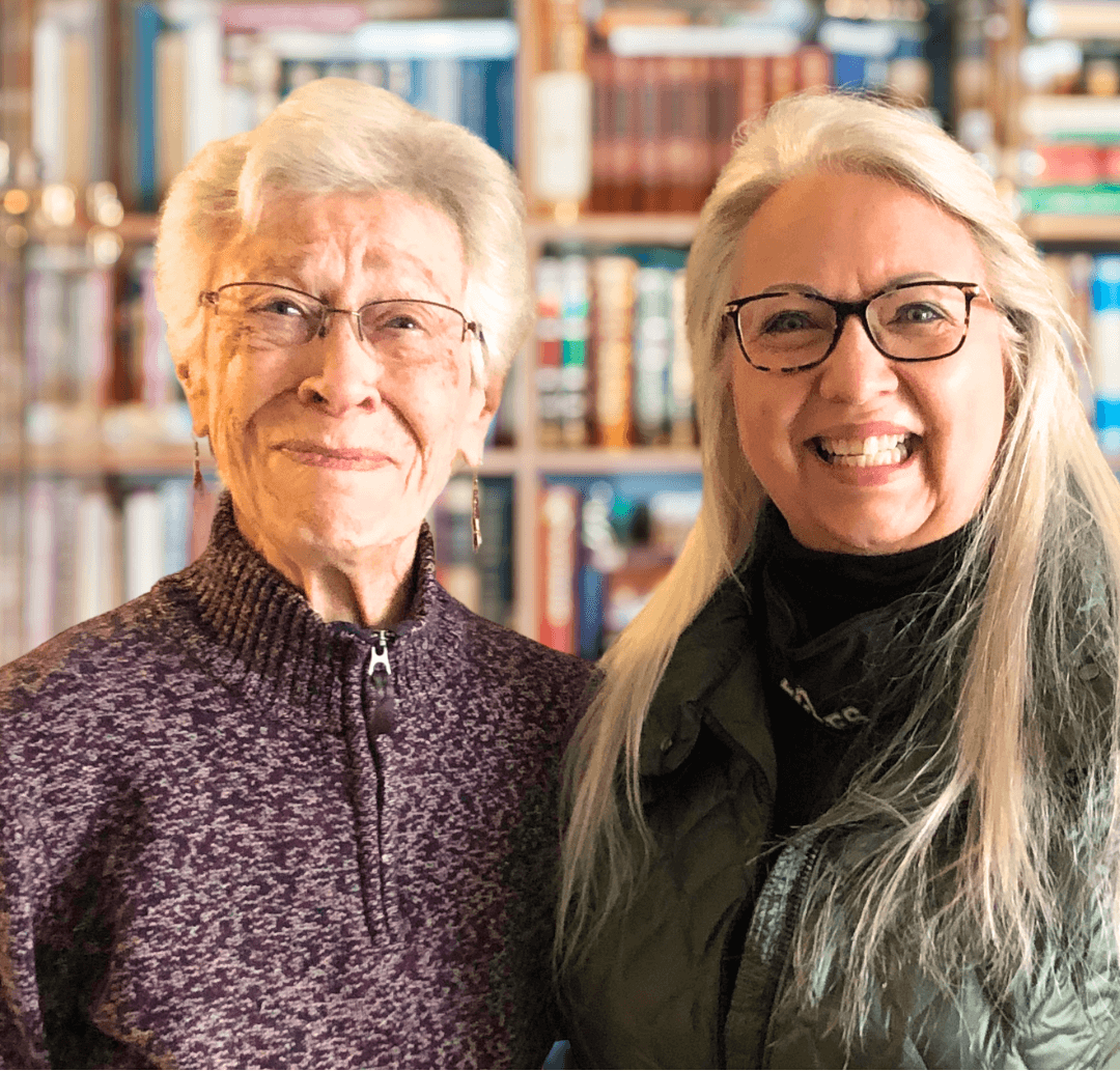 Mary Gotz and me, Lisa Compton, as we celebrated my 'Letters to Mary' year-long epistolary journaling project for a new Bound to Journal blog post titled "The Transformative Journey of Journaling: My Letters to Mary"