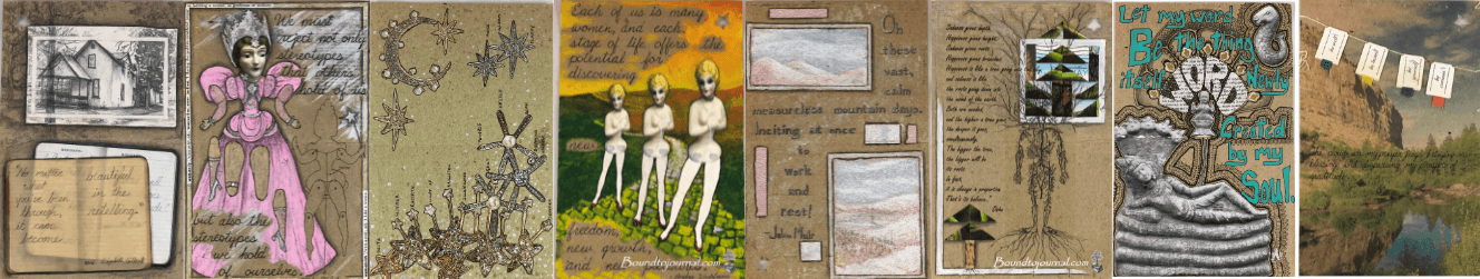 Examples of eight of the epistolary journal projects using a variety of different media including moving parts for a new Bound to Journal blog post titled "The Transformative Journey of Journaling: My Letters to Mary"