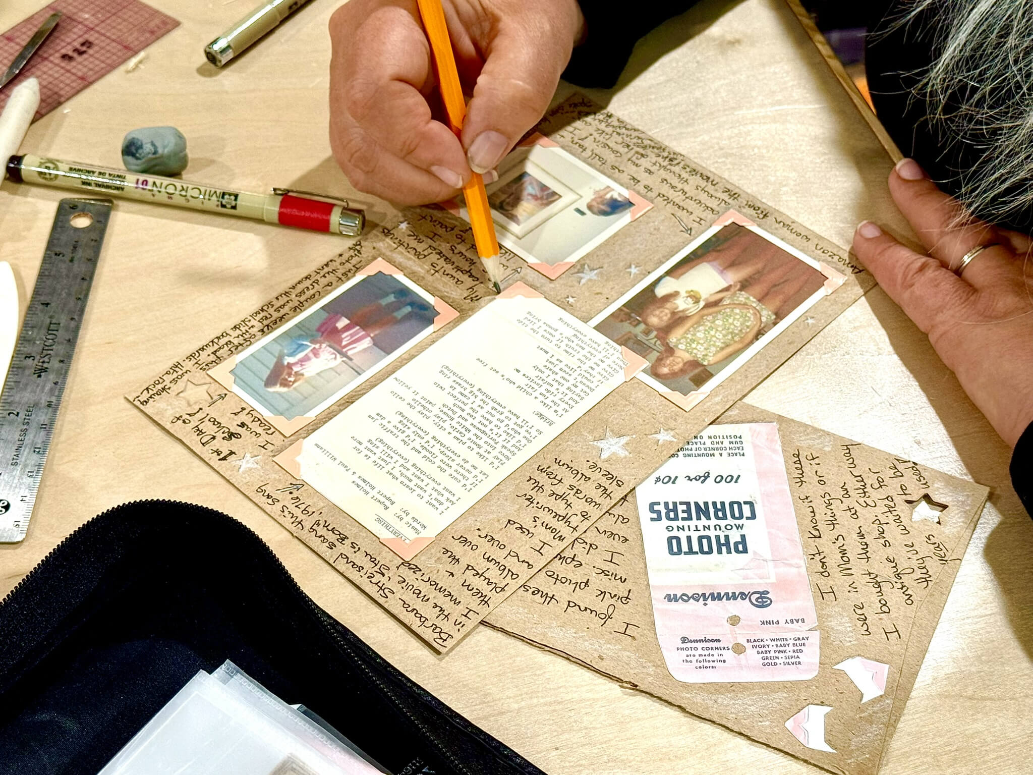 Lisa from Bound to Journal working on one of her Letters to Mary for the blog titled "Unpacking Creativity: Techniques and Inspirations from the Letters to Mary"