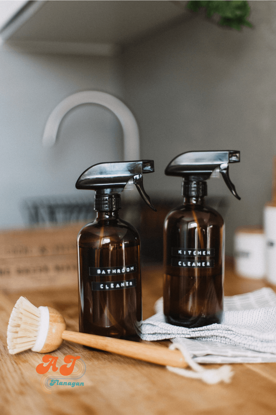 Natural kitchen and bath cleaners