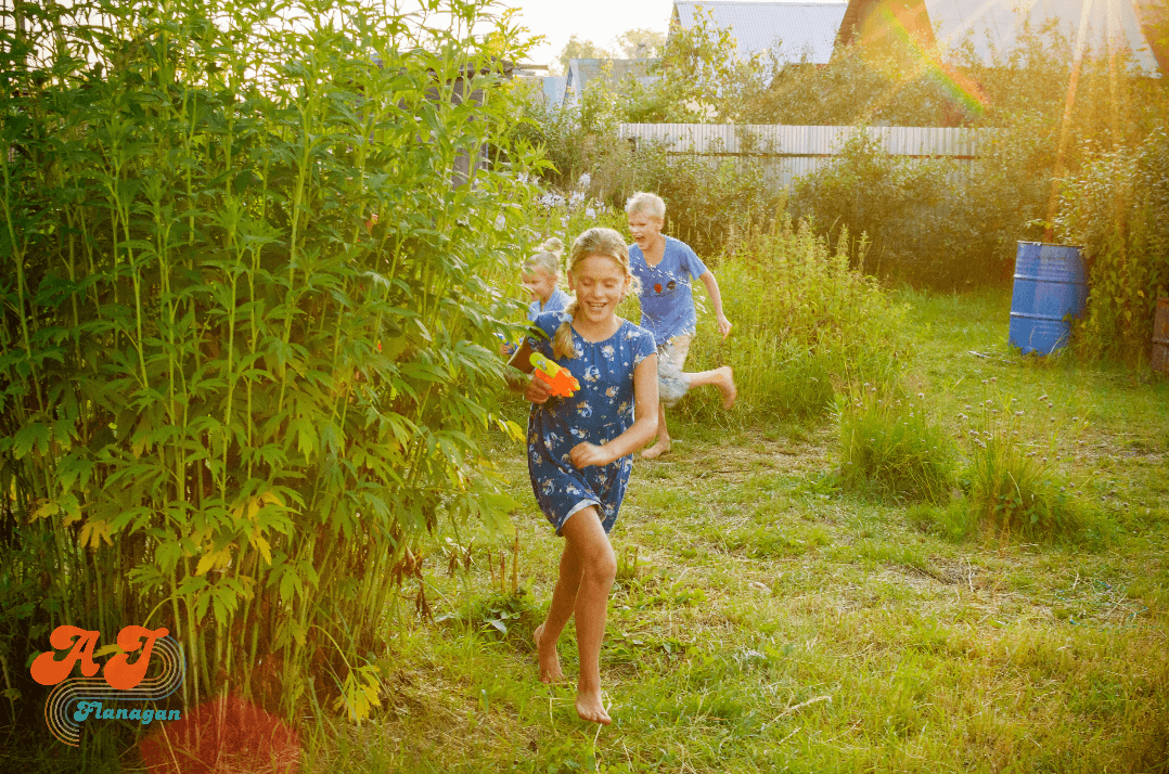 Nostalgic photo of Kids playing outside; simpler times