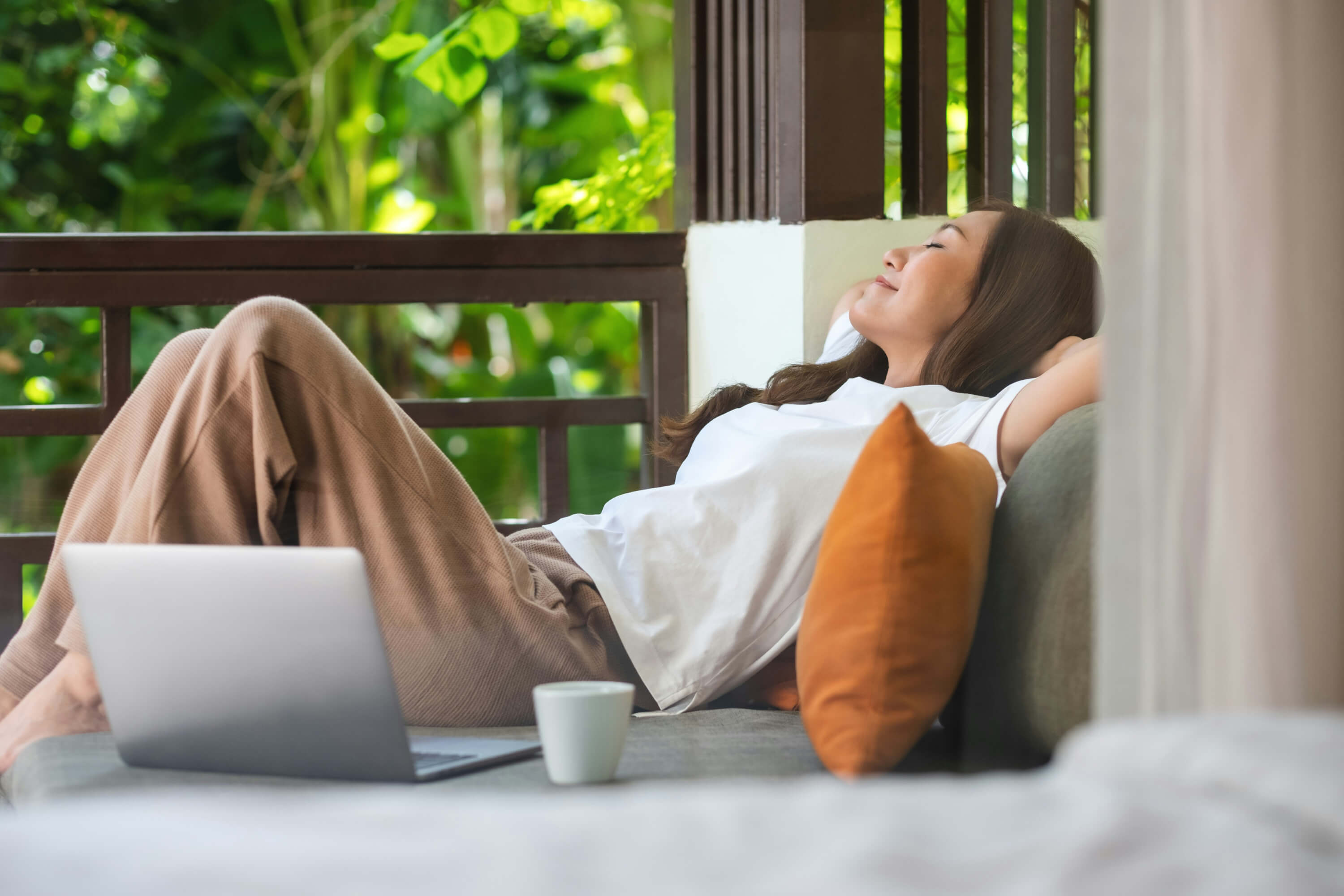 Happily napping woman