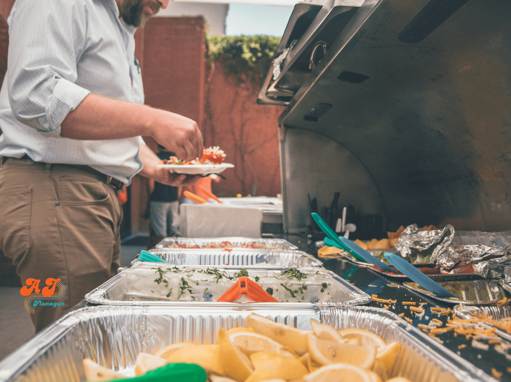  Buffet meal being served to a group