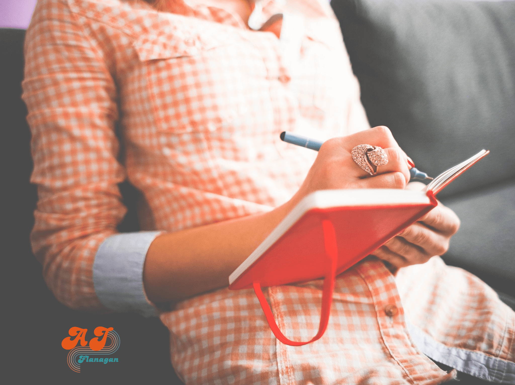  A woman writing in a journal