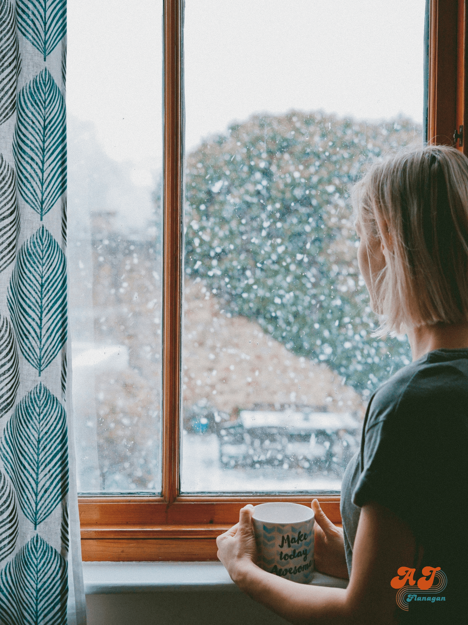  A person gazing out a window, lost in thought as the world slows down.