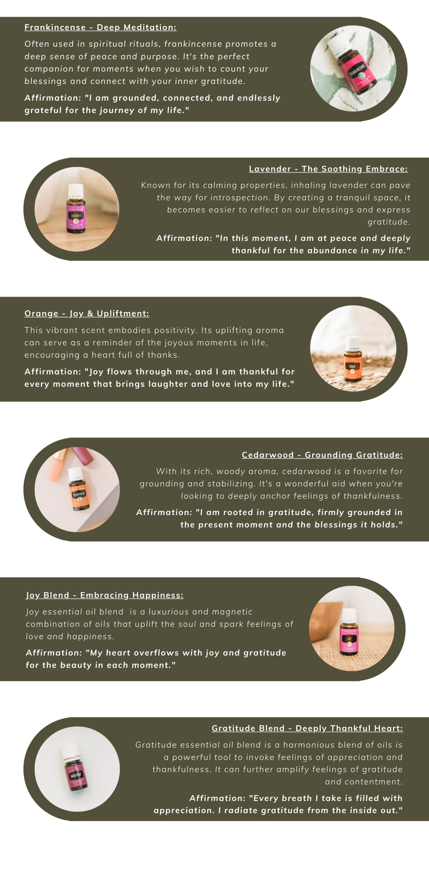 Info graphic on 6 essential oil and affirmation pairs 