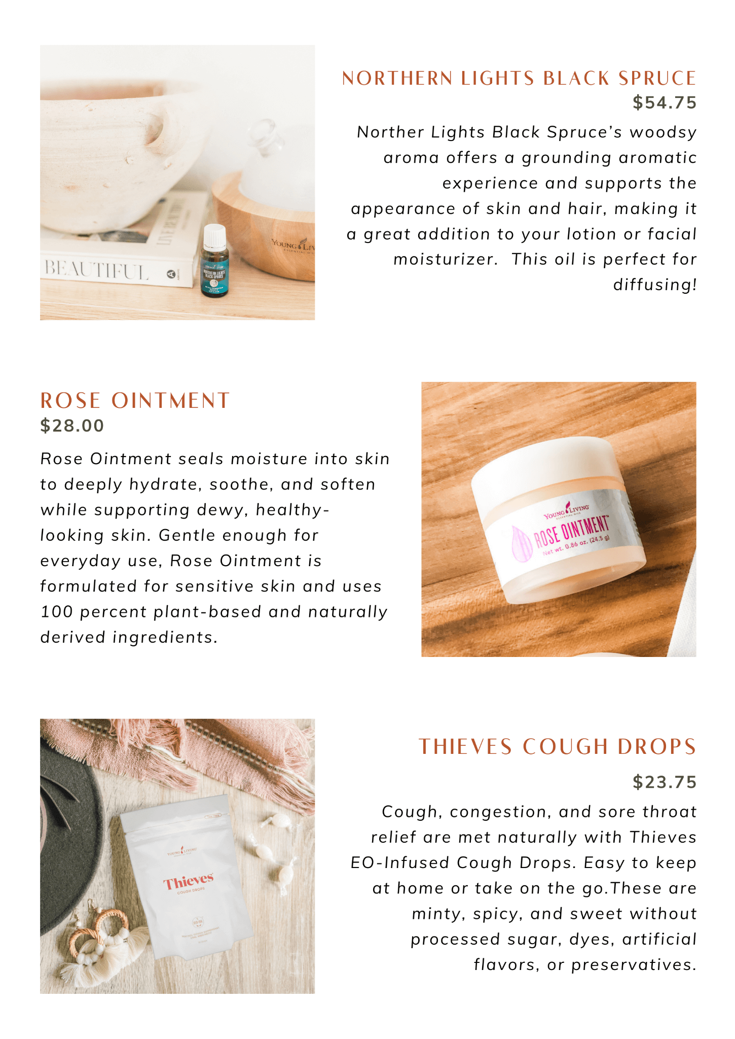  Northern Lights, Rose Ointment, Thieves Cough Drops Graphic