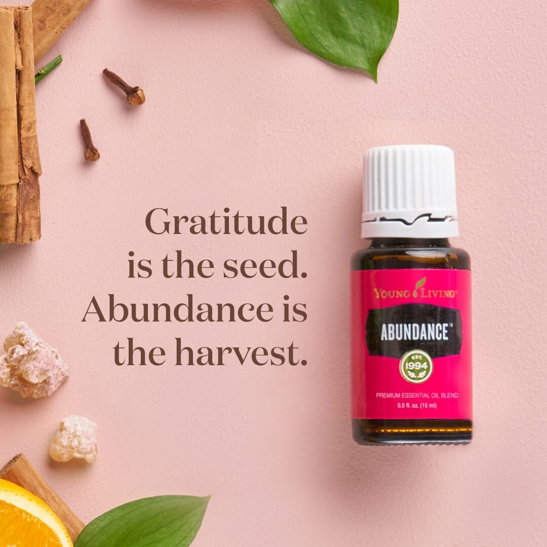  Young Living® Abundance™ essential oil blend — uplifting, warm aromatic blend featured on House of Dawning for seasonal wellness and intentional daily rituals.
